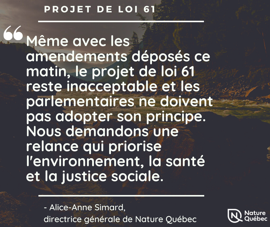 Communiqué : le projet de loi 61 demeure inacceptable