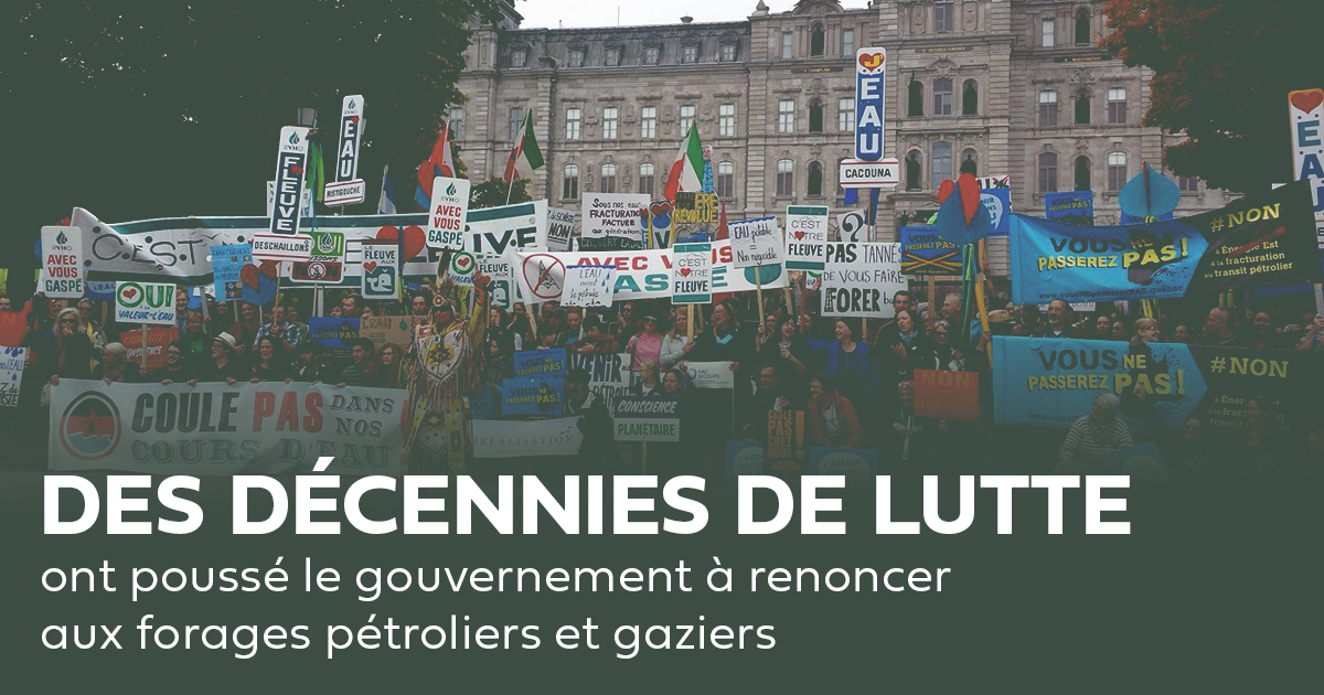 Communiqué - Des décennies de lutte ont poussé le gouvernement Legault à renoncer à l’exploitation des hydrocarbures