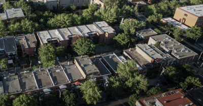 Quartier résidentiel avec des arbres matures